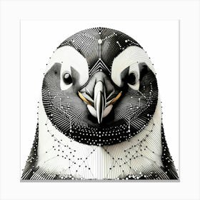 Penguin Head Creative Line Drawing - Wild Bird Artwork 153 Canvas Print