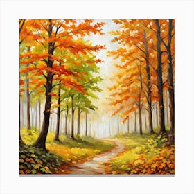 Forest In Autumn In Minimalist Style Square Composition 33 Canvas Print