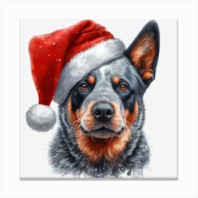 Australian Cattle Dog Santa Hat Canvas Print