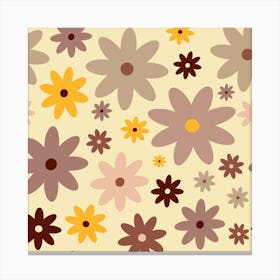 Retro Vintage Boho Spring Floral Pattern In 60s Style Canvas Print