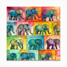 Elephants Watercolor Painting Canvas Print