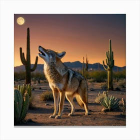 Coyote At Sunset Canvas Print