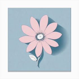 A White And Pink Flower In Minimalist Style Square Composition 401 Canvas Print