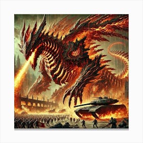 A Depiction Of Ignis Draconis, A Massive Dragon Li Canvas Print