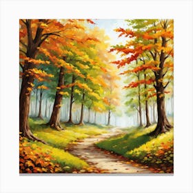 Forest In Autumn In Minimalist Style Square Composition 156 Canvas Print