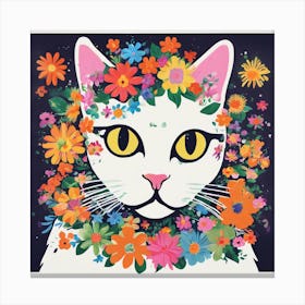 Flower Power Cat Art Print (1) Canvas Print