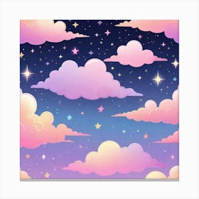 Sky With Twinkling Stars In Pastel Colors Square Composition 305 Canvas Print