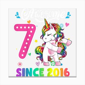 Kids 7 Years Old Gifts Unicorn Dabbing 7th Birthday Girlns Canvas Print