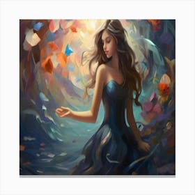 Default A Beautiful Girl Breaks The Surrounding Reality With T 1 (1) Canvas Print
