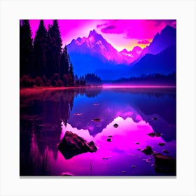 Digital lavender natural landscape, Mountain Sunrise Canvas Print