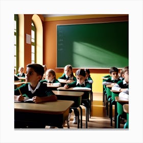 Children In Classroom Canvas Print