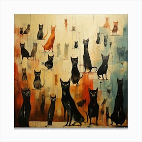 Cats In The Rain attractive watercolors Canvas Print