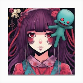 Anime Girl With Teddy Bear 1 Canvas Print