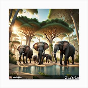 Elephants In The Forest Canvas Print