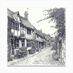 Street In Old England Vintage Drawing UK Canvas Print