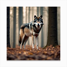 Wolf In The Forest 53 Canvas Print