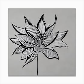 Lotus Flower Black and White Canvas Print