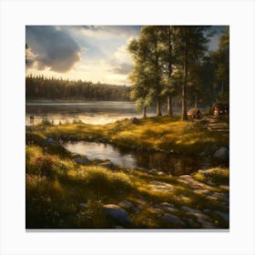 Lake In The Woods Canvas Print