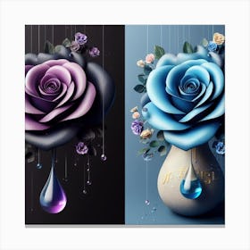 Blue And Purple Roses Canvas Print