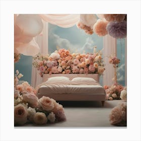 Bedroom With Flowers Canvas Print