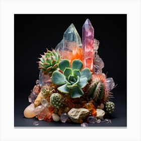 Succulents and Crystals Canvas Print
