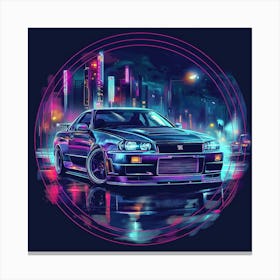 Neon Nissan Gtr Canvas Print