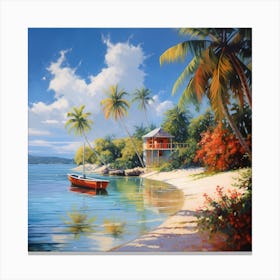 AI Artistic Horizon: Tropical Mirage Canvas Print