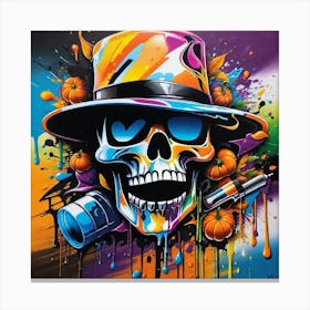Skull In A Hat Canvas Print