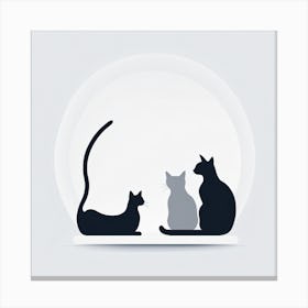 Silhouette Of Cats Canvas Print