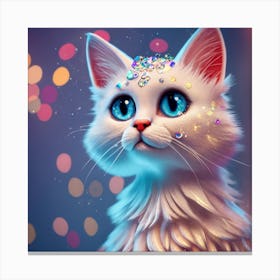 Cartoon Character A White Cat With A Silver Coat (3) Canvas Print