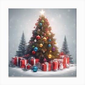 Christmas Tree With Gifts Canvas Print