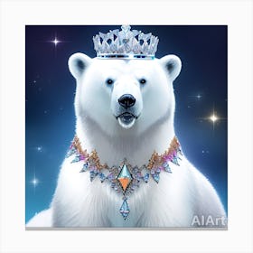 Polar Bear With Tiara Canvas Print