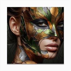 Girl In Masquerade - Stain Glass Inlay - 6 Of 6 Canvas Print