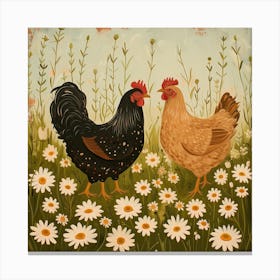 Chickens Fairycore Painting 2 Canvas Print