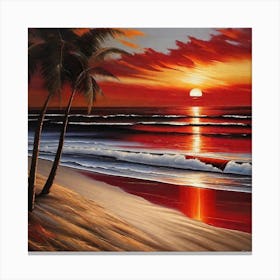 Sunset At The Beach 222 Canvas Print