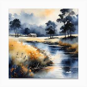 Watercolor Meadow Nature Painting (18) Canvas Print