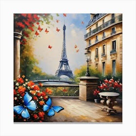 Paris With Butterflies 80 Canvas Print