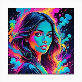 Girl With Colorful Hair 4 Canvas Print