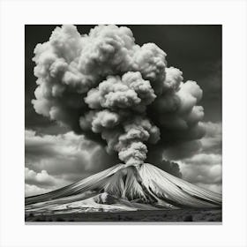 Black And White Image Of A Volcano 4 Canvas Print