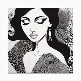 Woman In Black And White 1 Canvas Print