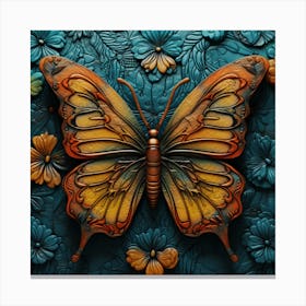 Butterfly On A Blue Background 1 Canvas Print