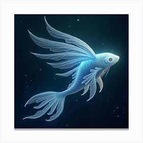 A Shimmering Sea Creature With Bioluminescent Scales And Flowing Fins 1 Canvas Print