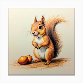 Squirrel Drawing 8 Canvas Print