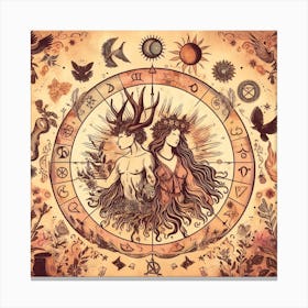 Zodiac Signs Wiccan Inspiration Canvas Print