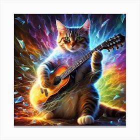 Cat Playing Guitar Canvas Print