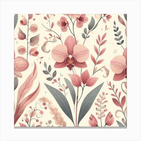 Scandinavian style,Pattern with pink Orchid flowers 1 Canvas Print