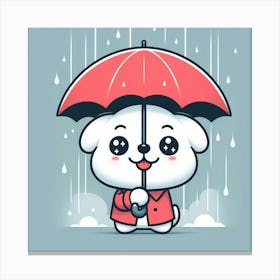 Cute Dog In The Rain Canvas Print