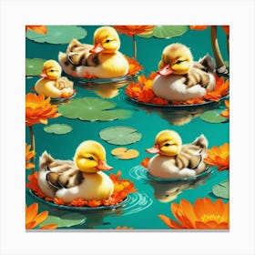 Ducks In Water 6 Canvas Print