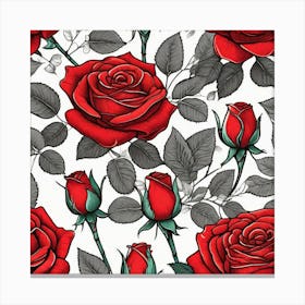 Red Roses Seamless Pattern 11 Canvas Print