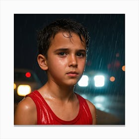 Boy In The Rain Canvas Print